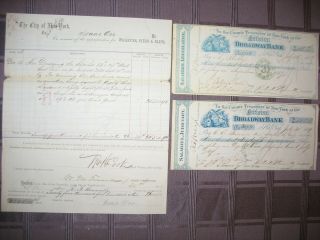 2 Boss Tweed Ring Signed Documents,  2 Checks Oakey Hall,  R.  Connolly,  J.  B.  Towny