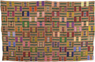 Old Rare African Kente Ewe Ghana Hand Woven Cloth Textile Home Decoration