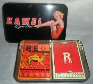 Two Decks Of Playing Cards In A Tin Box Kamel Cigarettes