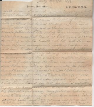 1883 Letter Socorro Mexico Territory Mentions Small Pox,  Funerals,  Mining