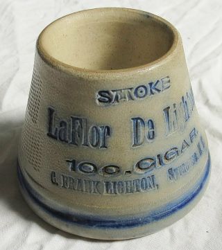 Laflor De Lighton Cigar Advertising Stoneware Match Holder Old Vtg Antique