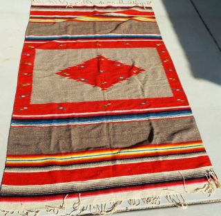 Great Vintage Handwoven Saltillo Blanket Rug Serape Wall Hanging 52 " X 78 "