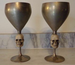 Skull Goblets Silver Set By Horror Sfx Brian Demski Originals Halloween Goth
