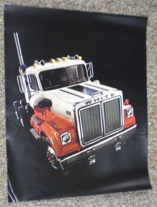 White Motor Trucks - Road Boss - Black Background - Large Color Print - 18 " X 22 "