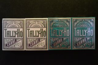Emerald Tally - Ho Playing Cards W/silver Tuck Error 148/200 4/200 & 4/850