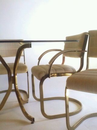 Vintage Cantilever Baughman Dining Mid Century Modern Chair Table Brass Gold Z