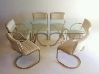 Vintage Cantilever Baughman Dining Mid Century Modern Chair Table Brass Gold Z 2