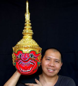 Suriyaph Mask Khon Thai Handmade Ramayana Headdress Collectibles