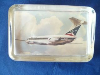 Vintage Delta Airlines Glass Paperweight