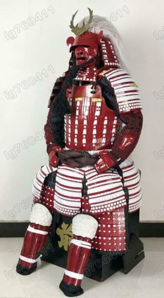 Iron Silk Japanese wearable Rüstung Samurai Armor Red Lion head white laces O40 2