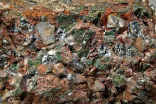 Manganosite with jacobsite,  sonolite,  zincite - Franklin,  NJ 7