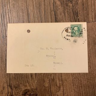Hawaii Paper Receipt - 1921 Postcard Hilo Hawaii
