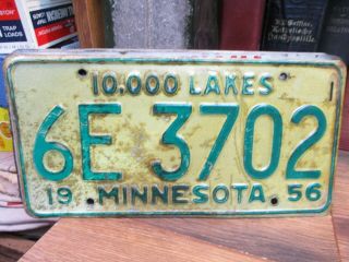 1956 Minnesota License Plate Car Mn Automobile Auto Truck Tax Tag