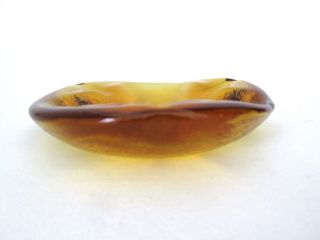 Vtg Imperial Mid Century Modern Amber Art Slag Glass Form Abstract Ashtray 2