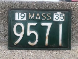 1935 Massachusetts Lock Tab License Plate - Vintage Antique Ford Chevy - Ma
