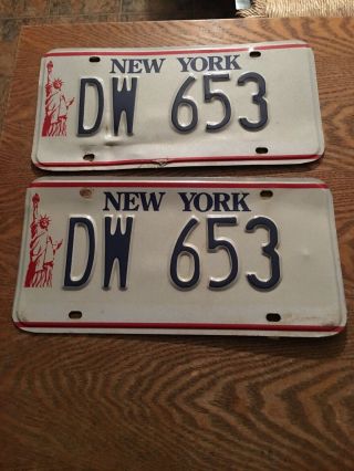 York Statue Of Liberty License Plates Dw 653 Vintage Ny Plate Tags