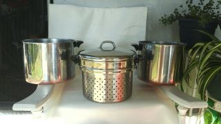 Revere Ware Cookware S/steel 10 Qt Stock Pot & 8 Qt Share 4.  5 Insert Steamer Lid