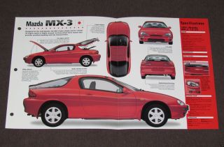 1991 - 1998 Mazda Mx - 3 (1.  8 V6) Car Spec Sheet Brochure Photo Booklet
