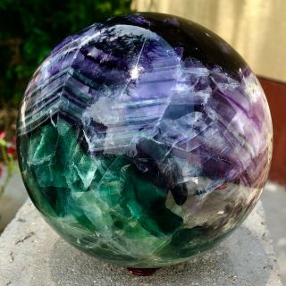 7.  75lb Natural Green Fluorite Crystal Healing Sphere Ball Lyq729