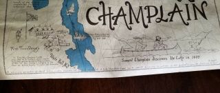 Vintage 1974 Map Whimsical View of Lake Champlain 8