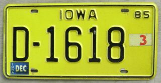 1985 Iowa Dealer License Plate D - 1618