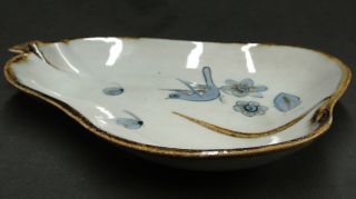 Ken Edwards El Palomar Tonala Pear Dish Blue Bird Mexican Pottery Crazing 5