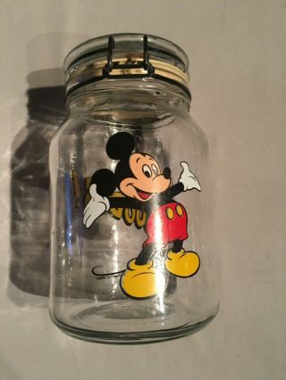Vintage Mickey Mouse Goodies Glass Jar With Lid 64 Oz Anchor Hook Disney Buds