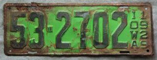 Iowa.  1929.  License Plate.