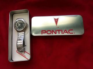 Gm Pontiac Logo Watch Model 23272 In Metal Logo Case Men 