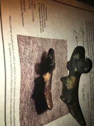 Indian Artifact Popeyed Birdstone Found In Fulton Co Indiana Tippecanoe With 9