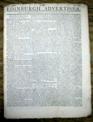 1781 Revolutionary War Newspaper Portsmouth Virginia Is Held By Loyalist Forces