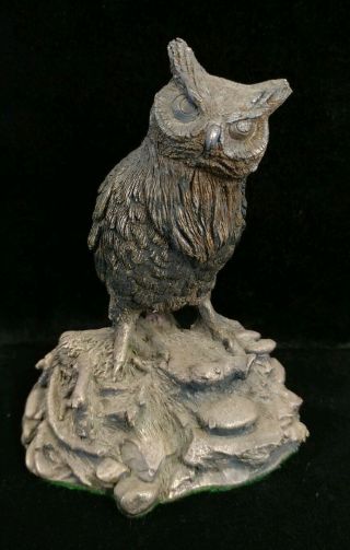 George De Lodzia Sterling Silver Owl Perched Wildlife Design Figurine Statue
