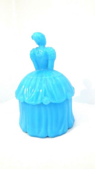 Vintage Glass Powder Dresser Jar Blue Lady Akro Agate Gorgeous 3