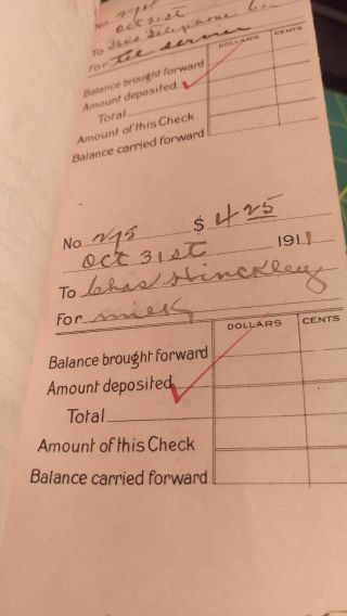 Alaska 1911 Bank Account Register Booklet has entry for milk for Chas Hinckley 7