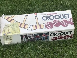Vintage Forster Skowhegan Deluxe 6 Player Croquet Set With Stand Little Use