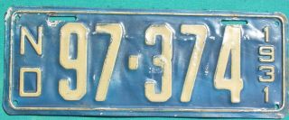 1931 North Dakota License Plate