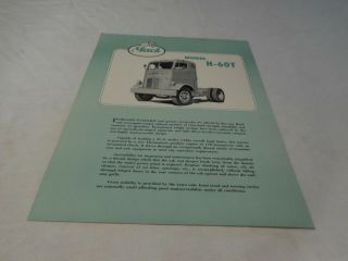 1953 Mack Model H - 60t C.  O.  E.  Truck Sales Brochure
