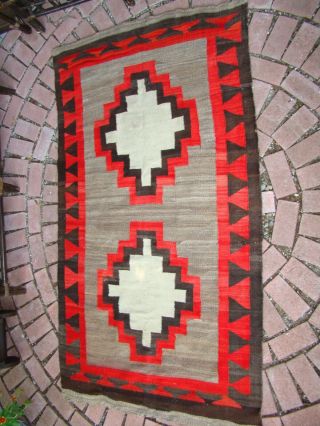 Antique Navajo Rug with stepped Crosses Natural Brown Large Native American 2