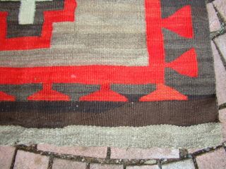 Antique Navajo Rug with stepped Crosses Natural Brown Large Native American 4