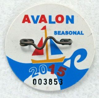 2015 Avalon Nj Seasonal Beach Tag / Badge