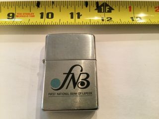 Vintage Zippo Lighter Fnb First National Bank Of Lapeer 1969