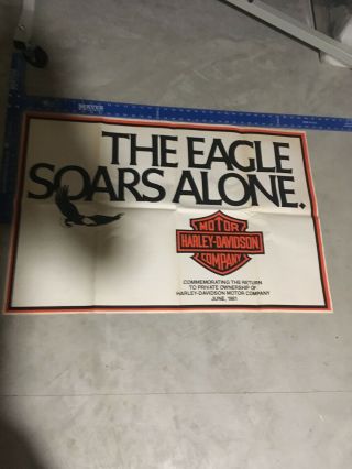 1980’s Harley Davidson Special Edition Dealer Sign - The Eagle Soars Alone Nos