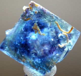 Rarest Alien Eye Turquoise Color Zoned Fluorite Crystal From Yaogangxian Mine