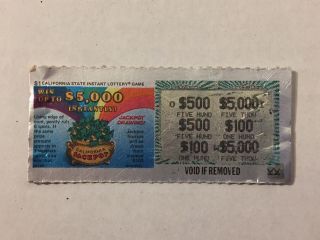 Vintage 1985 First Day California Lottery Ticket Scratcher 1980s 1st