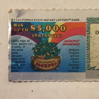 Vintage 1985 First Day California Lottery Ticket Scratcher 1980s 1st 2