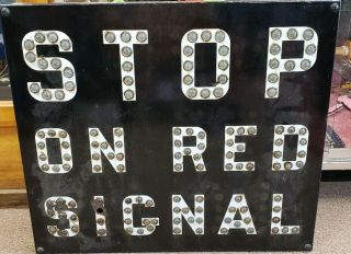 Vintage Railroad Crossing Sign " Stop On Red Signal " Cat Eyes Reflectors W/ Mount
