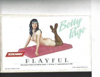 1992 Screamin Betty Page " Playful " Unassembled Resin Kit With Inserts