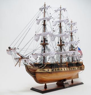Uss Constitution Old Ironsides Wooden Tall Ship Model 38 " Sailboat Built Boat