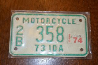 1973 Idaho Motorcycle License Plate