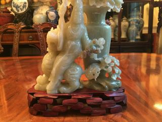 A Large Chinese Carved Jade Guanyin Statue with Wooden Stand. 3